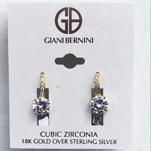 Giani Bernini CZ Drop Earrings 18K Gold Over Sterling Silver NWT
